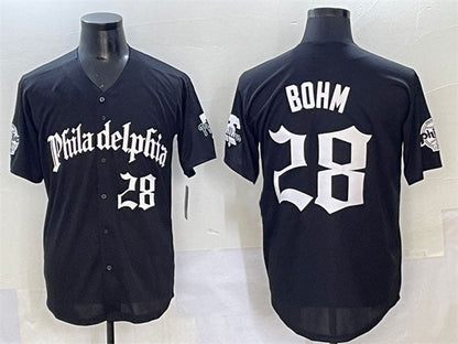 Philadelphia Phillies #28 Alec Bohm Black Gothic Vapor Limited Stitched Baseball Jersey - Main View