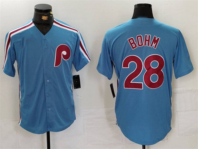 Philadelphia Phillies #28 Alec Bohm Blue Cool Base Stitched Baseball Jersey - Main View