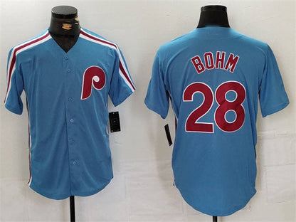 Philadelphia Phillies #28 Alec Bohm Blue Cool Base Stitched Baseball Jersey - Main View