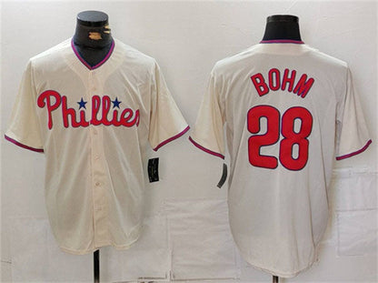 Philadelphia Phillies #28 Alec Bohm Cream Cool Base Stitched Baseball Jersey - Main View