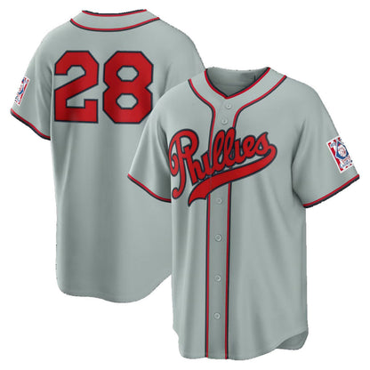 Philadelphia Phillies #28 Alec Bohm Gray 2026 Field of Dreams Stadium Baseball Jersey - Main View