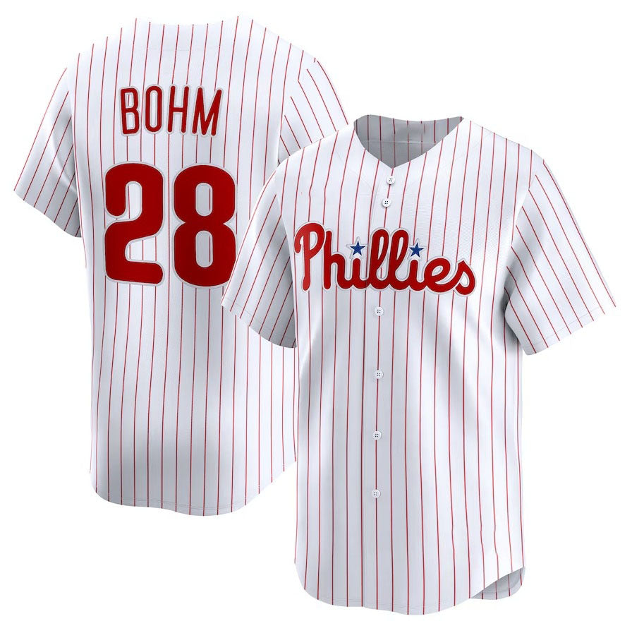 Philadelphia Phillies #28 Alec Bohm Home Limited Player Jersey - White Stitched Baseball Jersey - Main View