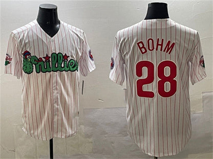 Philadelphia Phillies #28 Alec Bohm White Phanatic Cool Base Stitched Baseball Jerseys - Main View