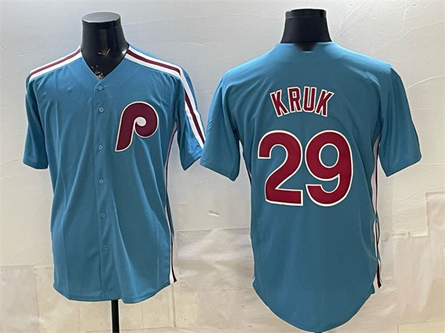 Philadelphia Phillies #29 John Kruk Blue Cool Base Stitched Baseball Jersey - Main View