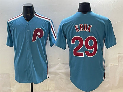 Philadelphia Phillies #29 John Kruk Blue Cool Base Stitched Baseball Jersey - Main View