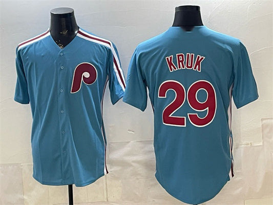 Philadelphia Phillies #29 John Kruk Blue Cool Base Stitched Baseball Jersey - Main View