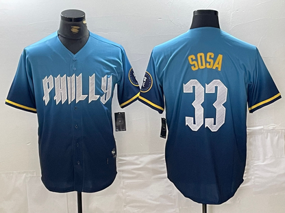 Philadelphia Phillies #33 Edmundo Sosa Blue 2024 City Connect Limited Stitched Baseball Jersey - Main View