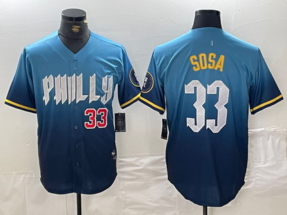Philadelphia Phillies #33 Edmundo Sosa Blue 2024 City Connect Limited Stitched Baseball Jersey - Main View