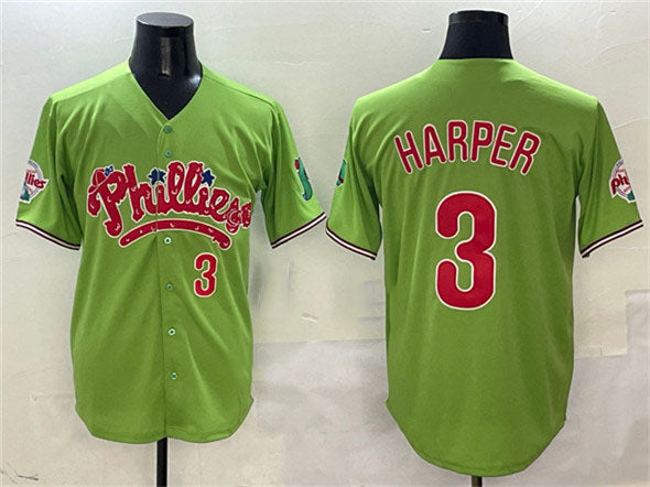Philadelphia Phillies #3 Bryce Harper Light Green Phanatic Limited Stitched Baseball Jersey - Main View
