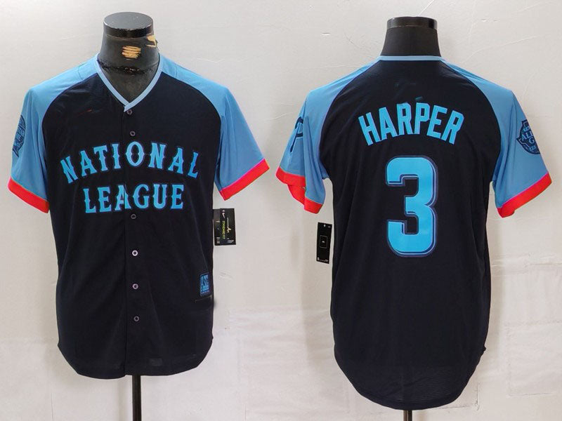 Philadelphia Phillies #3 Bryce Harper Navy 2024 All Star Limited Stitched Baseball Jersey - Main View