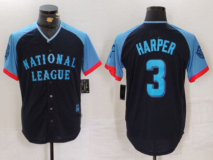 Philadelphia Phillies #3 Bryce Harper Navy 2024 All Star Limited Stitched Baseball Jersey - Main View