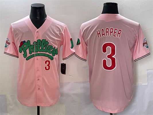 Philadelphia Phillies #3 Bryce Harper Pink Phanatic Limited Stitched Baseball Jersey - Main View