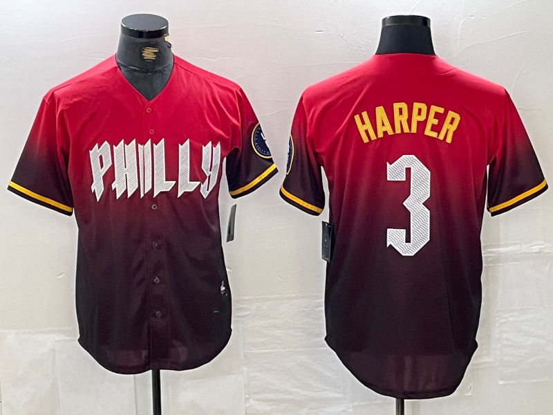 Philadelphia Phillies #3 Bryce Harper Red 2024 City Cool Base Baseball Jersey - Main View