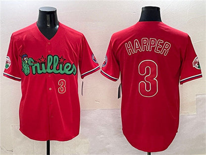 Philadelphia Phillies #3 Bryce Harper Red Phanatic Limited Stitched Baseball Jersey - Main View