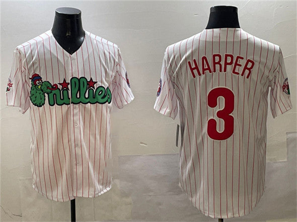 Philadelphia Phillies #3 Bryce Harper White Phanatic Cool Base Stitched Baseball Jersey - Main View
