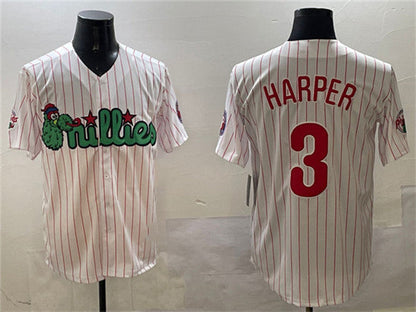 Philadelphia Phillies #3 Bryce Harper White Phanatic Cool Base Stitched Baseball Jersey - Main View
