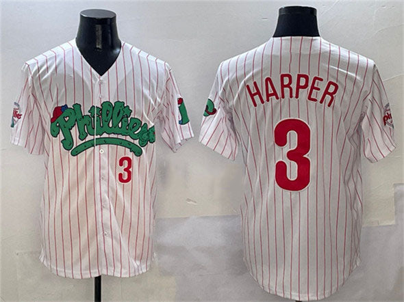Philadelphia Phillies #3 Bryce Harper White Phanatic Limited Stitched Baseball Jersey - Main View