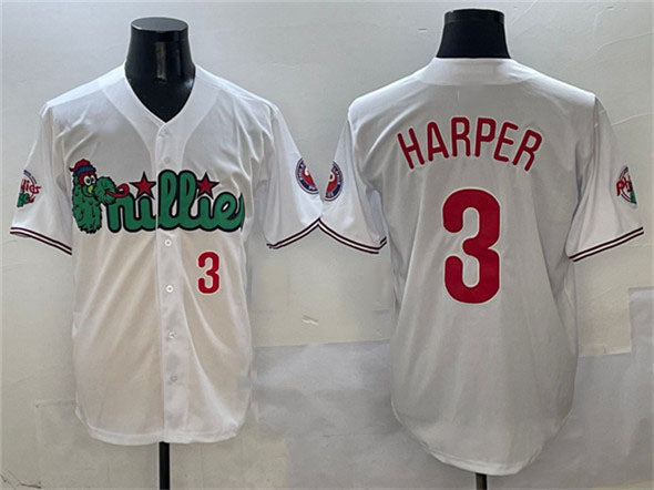 Philadelphia Phillies #3 Bryce Harper White Phanatic Limited Stitched Baseball Jersey - Main View