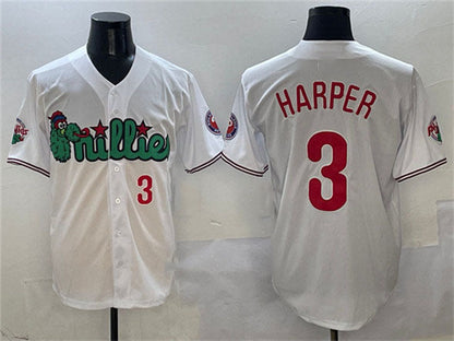 Philadelphia Phillies #3 Bryce Harper White Phanatic Limited Stitched Baseball Jersey - Main View