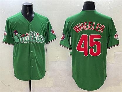 Philadelphia Phillies #45 Zack Wheeler Green Phanatic Limited Stitched Baseball Jersey - Main View