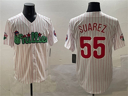 Philadelphia Phillies #55 Ranger Suárez White Phanatic Cool Base Stitched Baseball Jersey - Main View