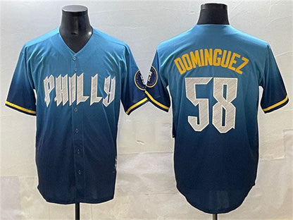 Philadelphia Phillies #58 Seranthony Dominguez Blue 2024 City Connect Limited Stitched Baseball Jersey