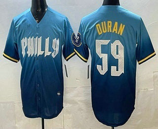 Philadelphia Phillies #59 Jhoan Duran Blue 2024 City Cool Base Stitched Baseball Jersey - Main View