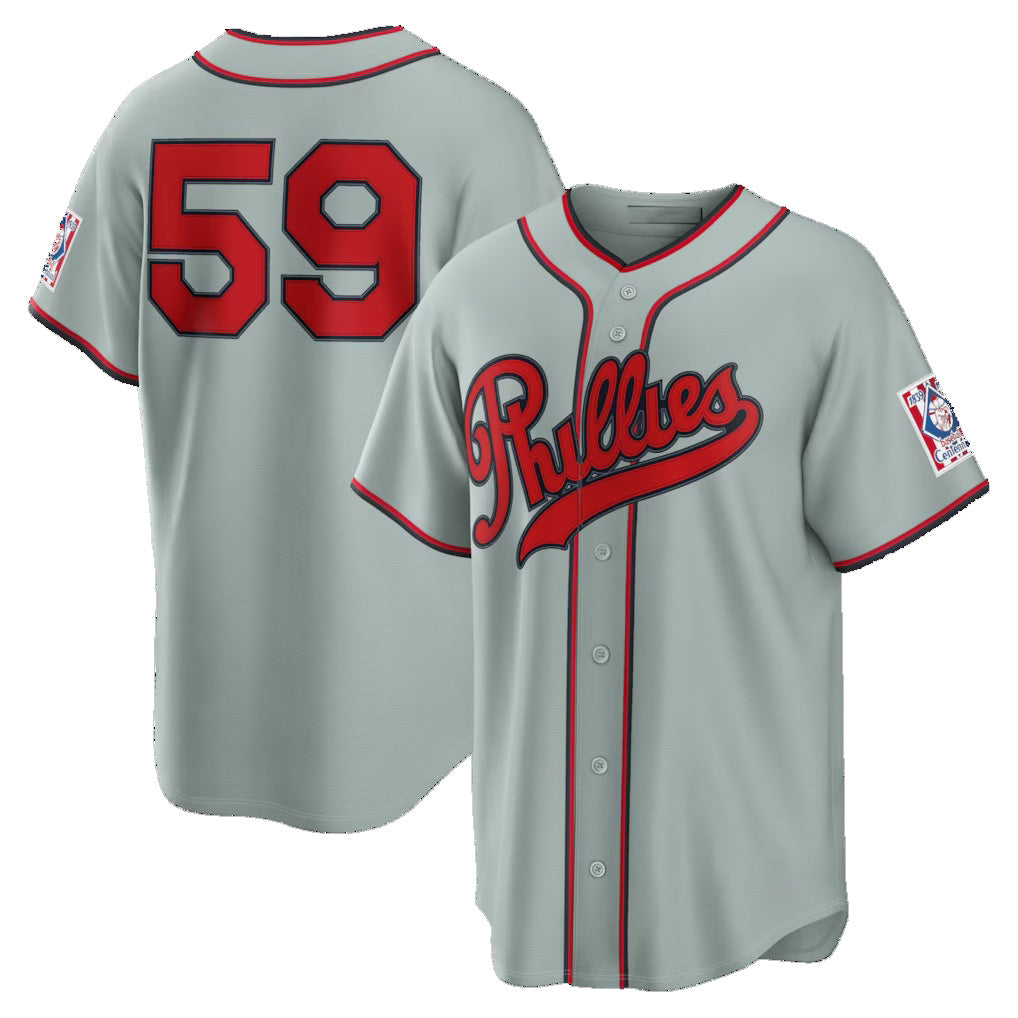 Philadelphia Phillies #59 Jhoan Duran Gray 2026 Field of Dreams Stadium Baseball Jersey - Main View