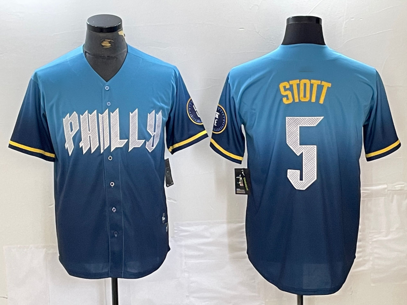Philadelphia Phillies #5 Bryson Stott Blue 2024 City Cool Base Stitched Baseball Jersey - Main View