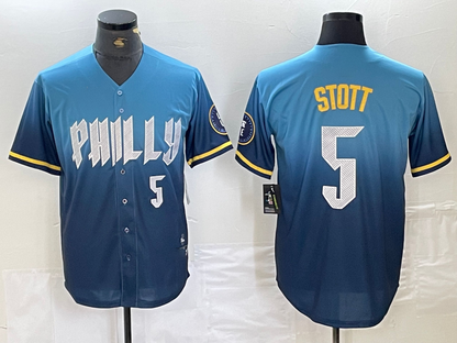 Philadelphia Phillies #5 Bryson Stott Blue 2024 City Player Number Cool Base Stitched Baseball Jersey - Main View
