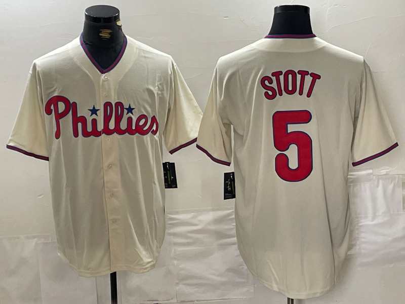 Philadelphia Phillies #5 Bryson Stott Cream Cool Base Baseball Jersey - Main View