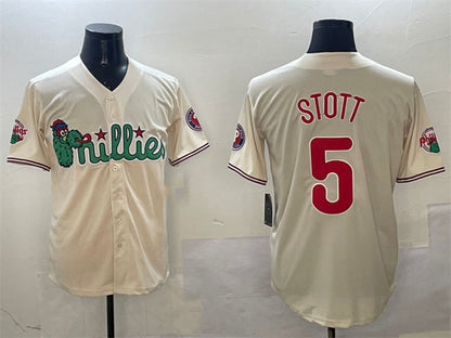 Philadelphia Phillies #5 Bryson Stott Cream Phanatic Limited Stitched Baseball Jersey - Main View