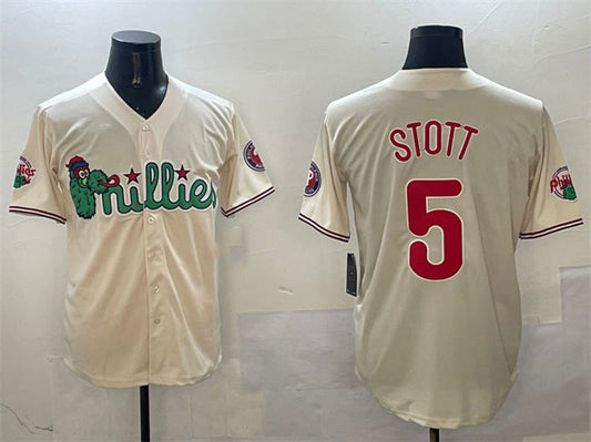 Philadelphia Phillies #5 Bryson Stott Cream Phanatic Limited Stitched Baseball Jersey - Main View