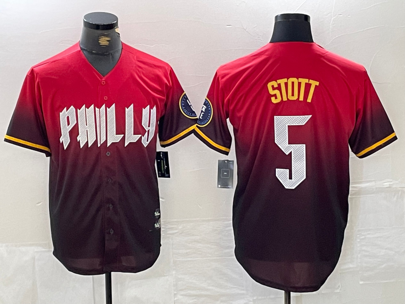 Philadelphia Phillies #5 Bryson Stott Red 2024 City Cool Base Baseball Jersey - Main View