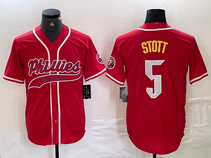 Philadelphia Phillies #5 Bryson Stott Red Cool Base Stitched Baseball Jersey - Main View