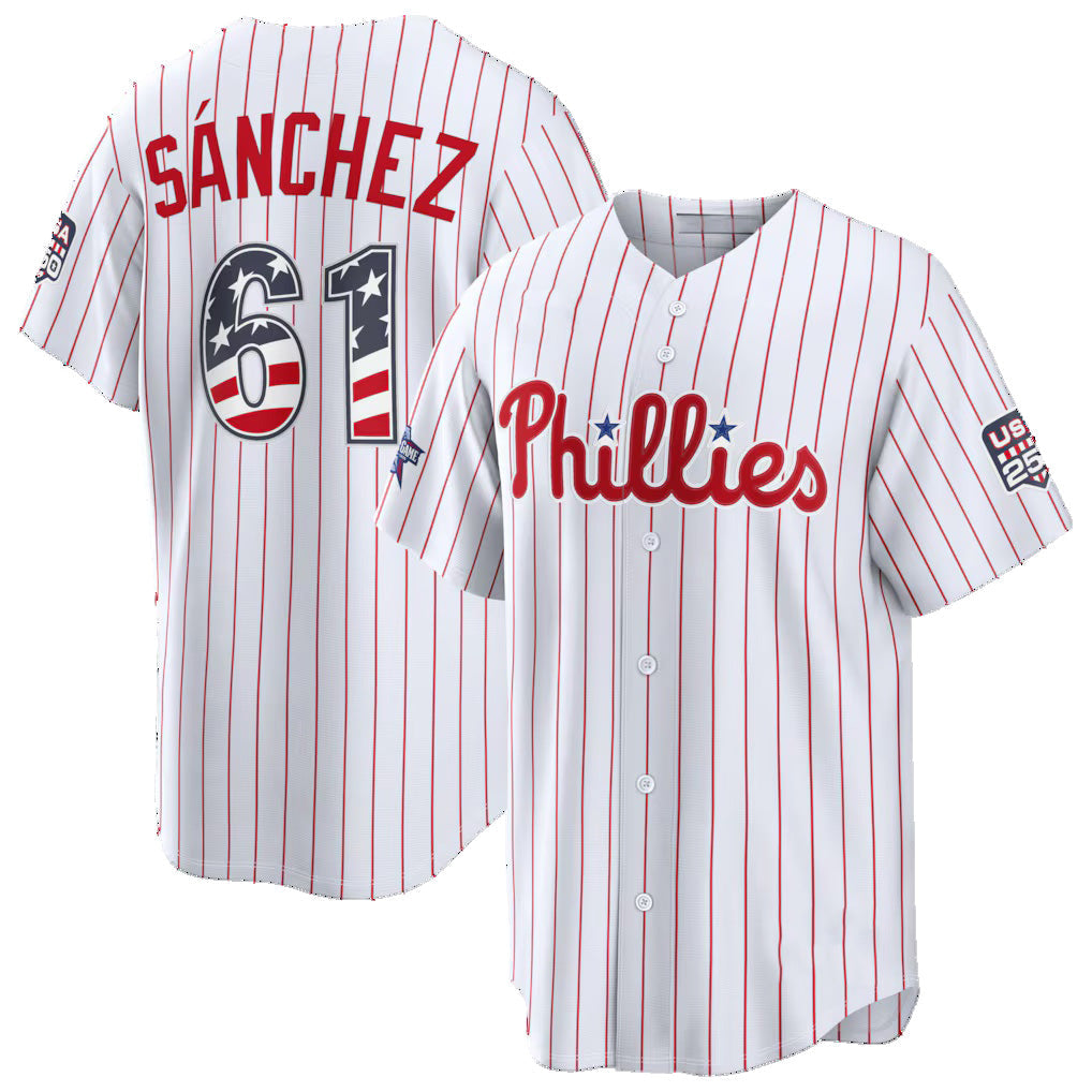 Philadelphia Phillies #61 Cristopher S¨¢nchez 2026 All-Star Edition Stars & Stripes White Stadium Baseball Jersey - Main View