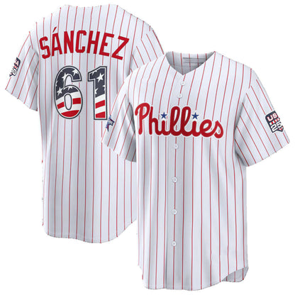 Philadelphia Phillies #61 Cristopher S¨¢nchez 2026 All-Star Edition Stars & Stripes White Stadium Baseball Jersey - Main View