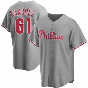 Philadelphia Phillies #61 Cristopher Sanchez Gray Cool Base Stitched Baseball Jerseys - Main View