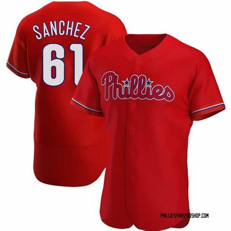 Philadelphia Phillies #61 Cristopher Sanchez Red Flex Base Stitched Baseball Jersey - Main View