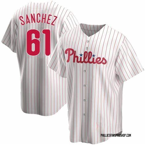 Philadelphia Phillies #61 Cristopher Sanchez White Cool Base Stitched Baseball Jersey - Main View