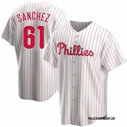 Philadelphia Phillies #61 Cristopher Sanchez White Cool Base Stitched Baseball Jersey - Main View