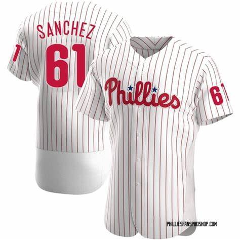 Philadelphia Phillies #61 Cristopher Sanchez White Flex Base Stitched Baseball Jersey - Main View