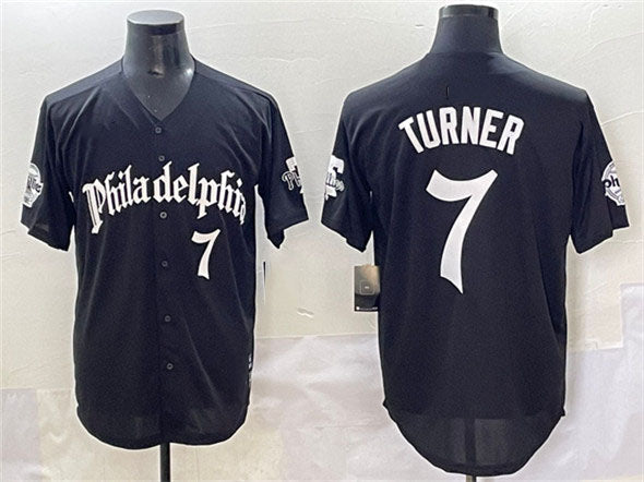 Philadelphia Phillies #7 Trea Turner Black Gothic Vapor Limited Stitched Baseball Jersey - Main View