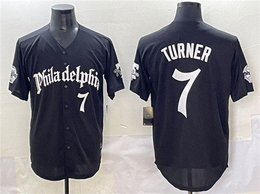 Philadelphia Phillies #7 Trea Turner Black Gothic Vapor Limited Stitched Baseball Jersey - Main View