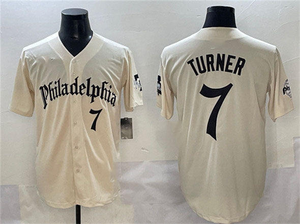 Philadelphia Phillies #7 Trea Turner Cream Gothic Vapor Limited Stitched Baseball Jersey - Main View