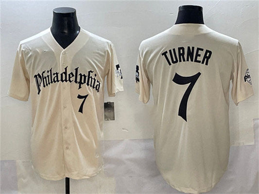 Philadelphia Phillies #7 Trea Turner Cream Gothic Vapor Limited Stitched Baseball Jersey - Main View