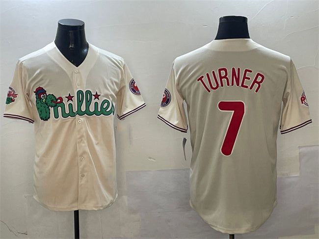 Philadelphia Phillies #7 Trea Turner Cream Phanatic Limited Stitched Baseball Jersey - Main View