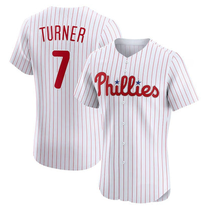 Philadelphia Phillies #7 Trea Turner Home Elite Jersey - White Stitched Baseball Jersey - Main View