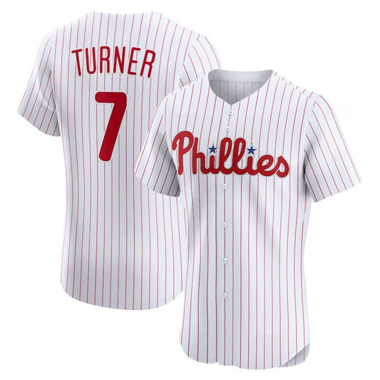 Philadelphia Phillies #7 Trea Turner Home Elite Jersey - White Stitched Baseball Jersey - Main View