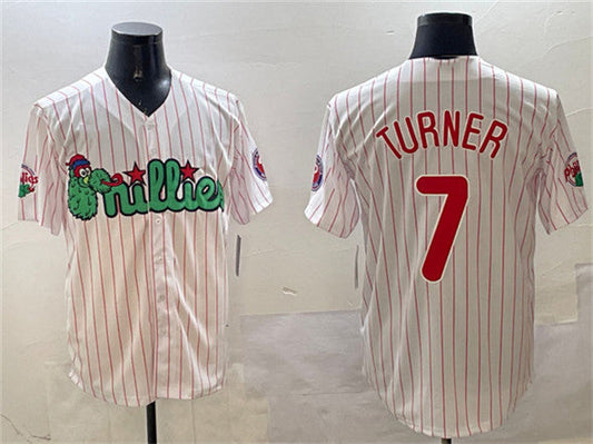 Philadelphia Phillies #7 Trea Turner White Phanatic Cool Base Stitched Baseball Jersey - Main View